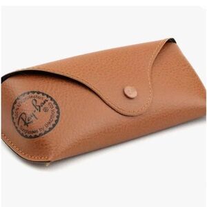 Ray-Ban Tan Leather Unisex Sunglasses Case with Cleaning Cloth